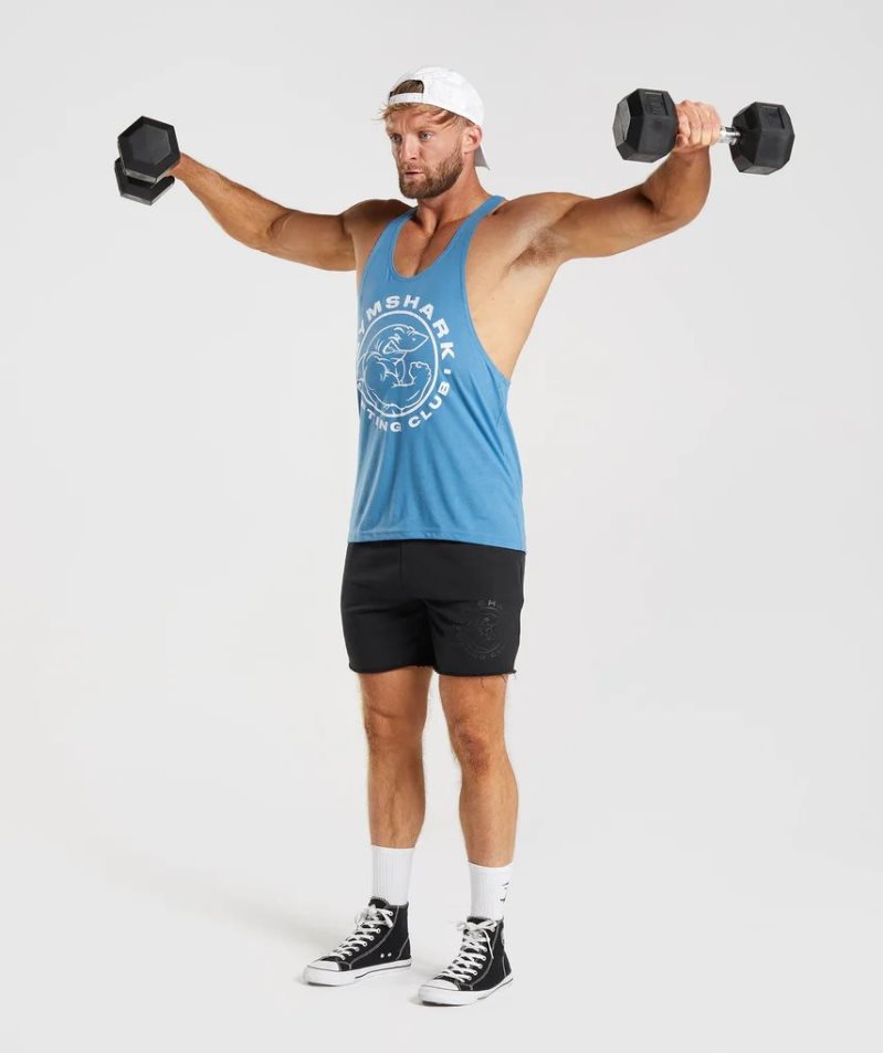 Men's Gymshark Legacy Stringer Tanks Blue | NZ 3GQCWY